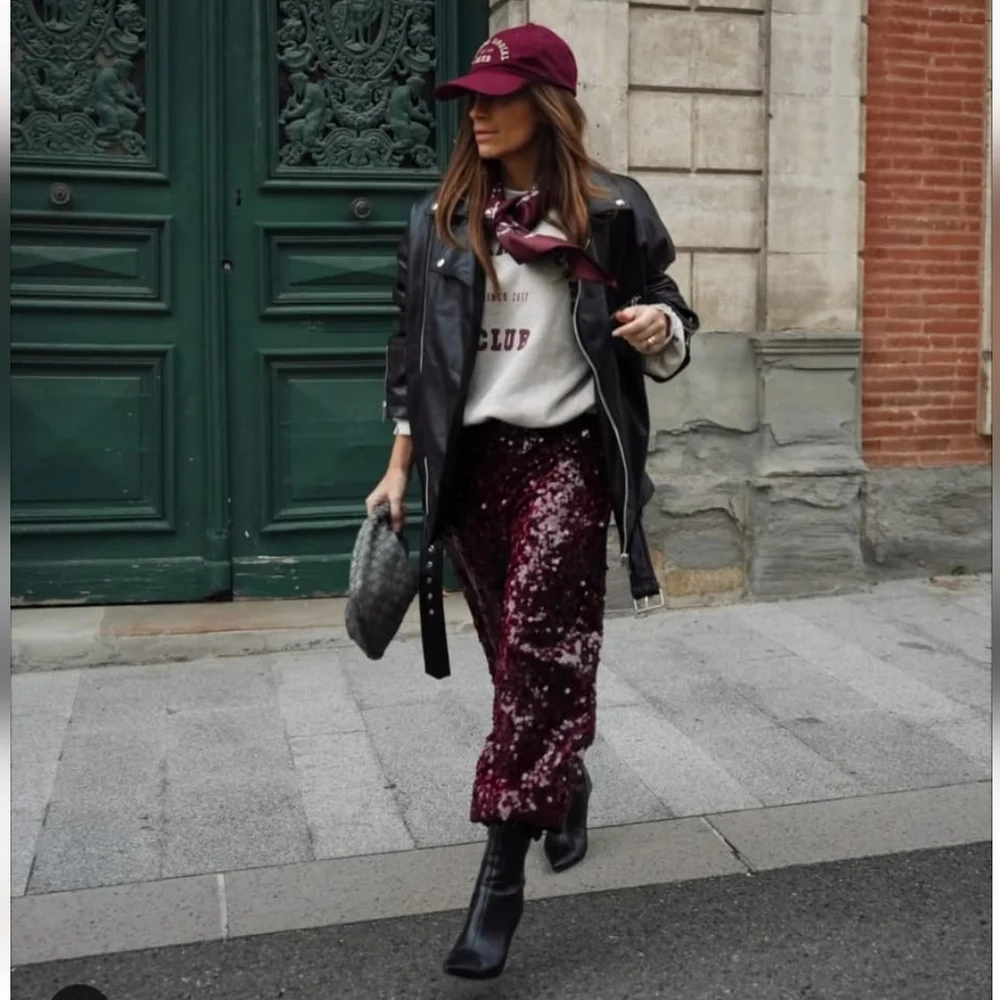 Zara SEQUIN BARREL PANTS Size S and M